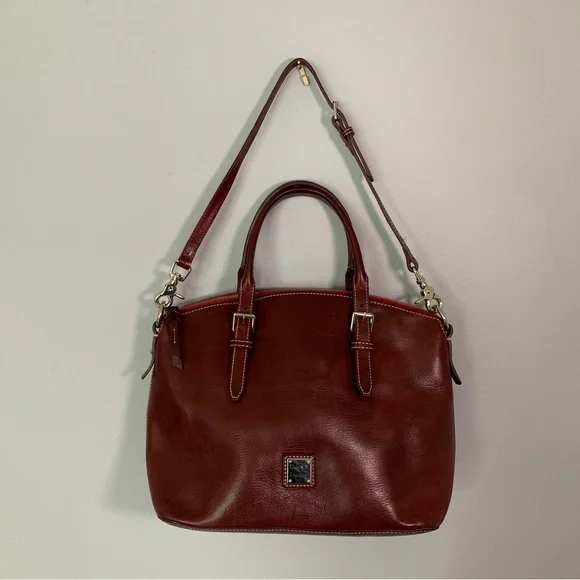Dooney Bourke Bags Dooney And Brouke Florentine Doomed Satchel In Dark Brown Leather Poshmark